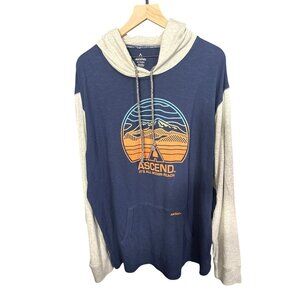 Ascend Mens Blue‎ & Gray Hoodie XL Cotton/Polyester